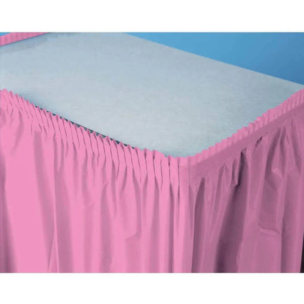 Candy Pink Plastic Tableskirt - Party Expo