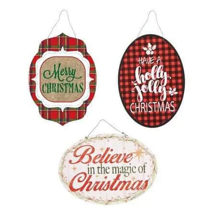 Christmas Flat Plaque with Wire (1ct) - Party Expo