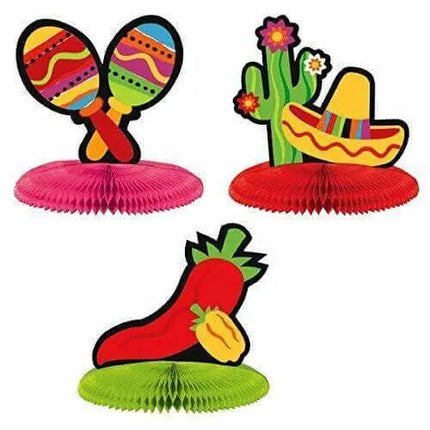 Cinco De Mayo Fiesta Mini Honeycomb Table Centerpiece (3ct) - Party Expo