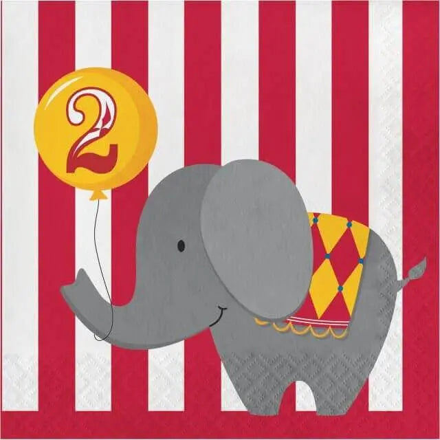 Circus Time! - 2nd Birthday Lunch Napkins (16ct) - Party Expo