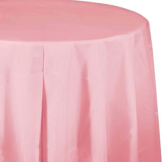 Classic Pink Round Plastic Tablecover - Party Expo