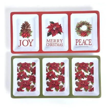 Classic Traditional Festive 3-Section Serving Tray (1ct) - Party Expo