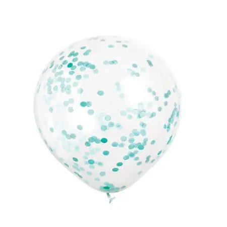 Clear 12"W/Cb Teal Confetti  Balloon Party Expo  