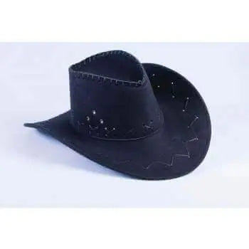 Cowboy Hat-Black Faux Suede - Party Expo