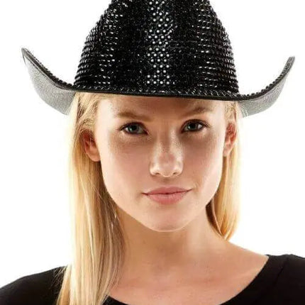 Cowboy Hat Rhinestone Black - Party Expo