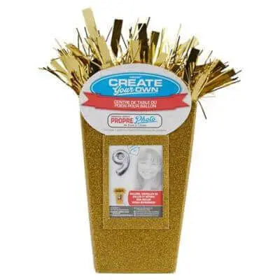 Create Your Own (CYO) Small Picture Balloon Weight - Gold Sparkle - Party Expo