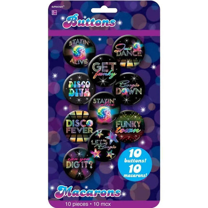 Disco Fever Button Pins (10ct) - Party Expo