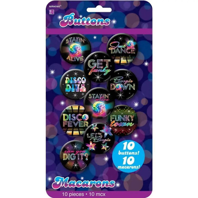 Disco Fever Button Pins (10ct) - Party Expo