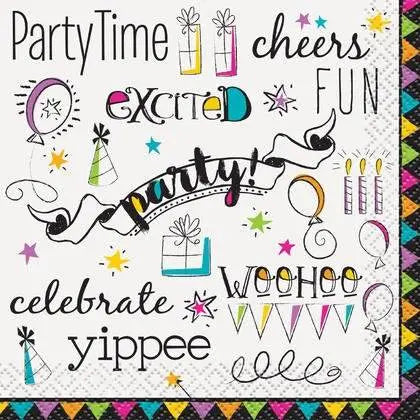 Doodle Birthday Beverage Napkins (16ct) - Party Expo