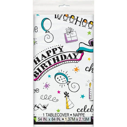 Doodle Birthday Table Cover - Party Expo