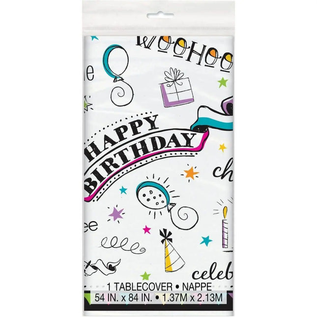 Doodle Birthday Table Cover - Party Expo