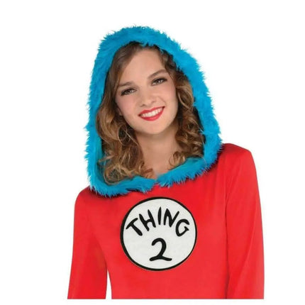 Dr. Seuss Thing 1& 2 Hooded Long Sleeve Dress (Adult Standard) - Party Expo