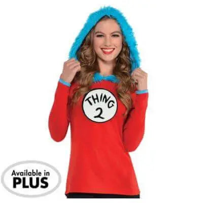 Dr. Seuss Thing 1& 2 Hooded Long Sleeve Top (Adult Plus XXL) - Party Expo