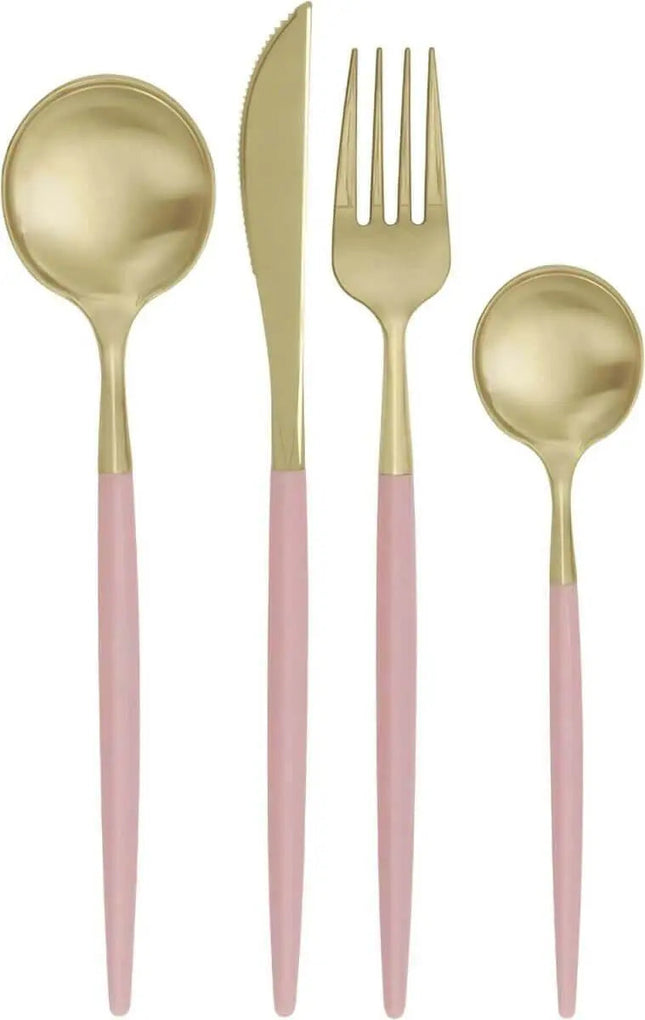 Dusty Rose & Gold Assorted Cutlery (12pcs) - Party Expo