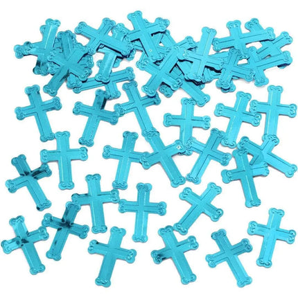 Emboss Blue Cross Confetti (1ct) - Party Expo