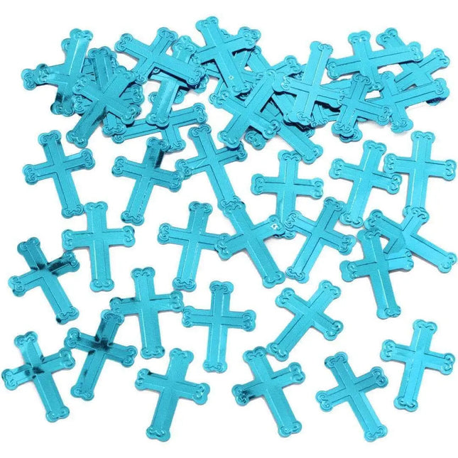 Emboss Blue Cross Confetti (1ct) - Party Expo
