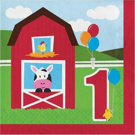 Farmhouse Fun 1st Birthday Lunch Napkin - Party Expo