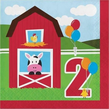 Farmhouse Fun 2nd Birthday Lunch Napkins - Party Expo