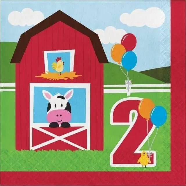 Farmhouse Fun 2nd Birthday Lunch Napkins - Party Expo