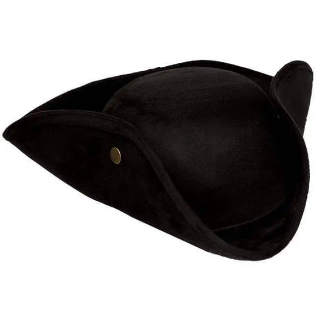 Faux Suede Tri Corner Hat - Black - Party Expo