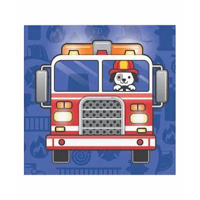Flaming Fire Truck Beverage Napkins - Party Expo