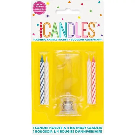Flashing Number "1" Candle Holder with Birthday Candle (1ct) Party Expo  