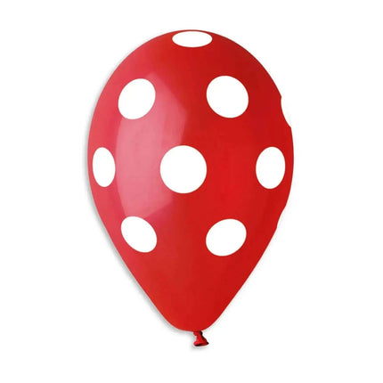 Gemar - 12" Red/White Polka Dot Latex Balloons #045 (50pcs) Party Expo  