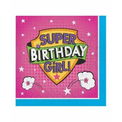 Girl Superhero Happy Birthday Lunch Napkins - Party Expo