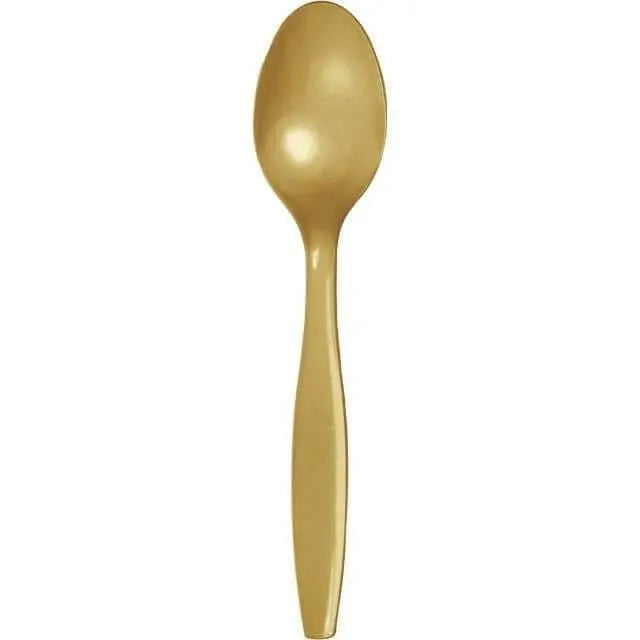 Glittering Gold Plastic Spoons - Party Expo
