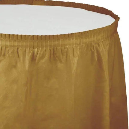 Glittering Gold Plastic Table Skirt - Party Expo