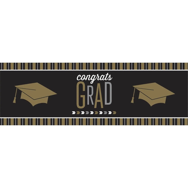 Glitz Graduation Giant Party Banner - Silver & Gold - Party Expo