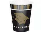 Glitzy Graduation - 9oz Black & Brown Paper Cups (8ct) - Party Expo