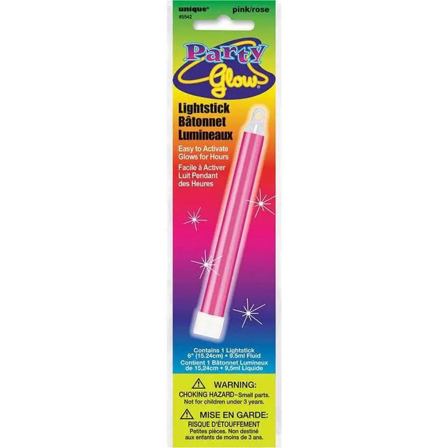 Glow 6'' Lightstick-Pink - Party Expo