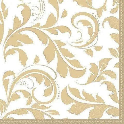 Gold Elegant Scroll Lunch Napkins (16ct) - Party Expo