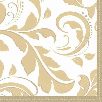 Gold Elegant Scroll Napkins (16ct) - Party Expo