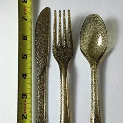 Gold Glitter Glitz Gold Cutlery Assorted - Party Expo