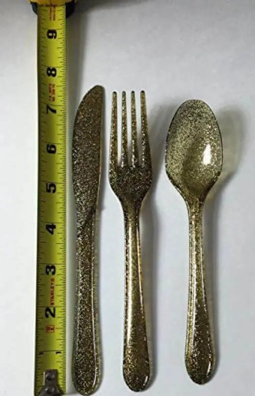 Gold Glitter Glitz Gold Cutlery Assorted - Party Expo