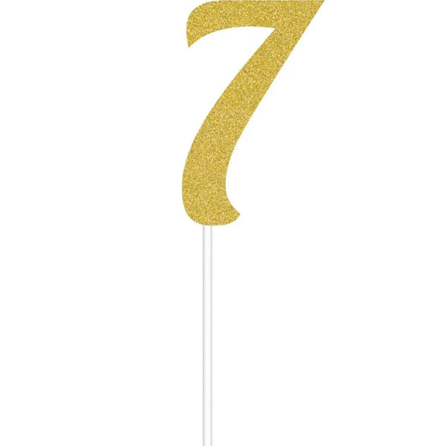 Gold Glitter Number '7' Cake Topper - Party Expo