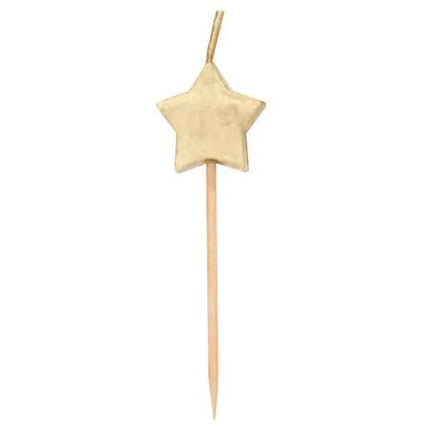 Gold Star Pick Birthday Candles (6ct) - Party Expo