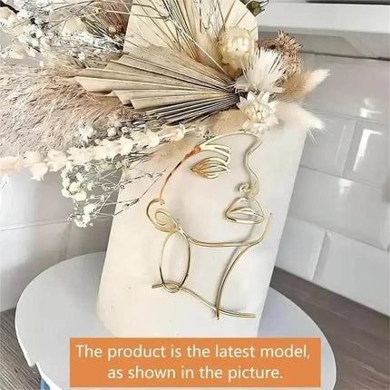 Golden Side Face Lines Acrylic Cake Decoration - Party Expo