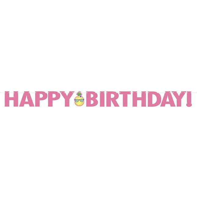 Happy Birthday Decorative Party Banner - Pink & Yellow - Party Expo