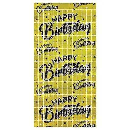 Happy Birthday Metallic Square Curtain - Party Expo