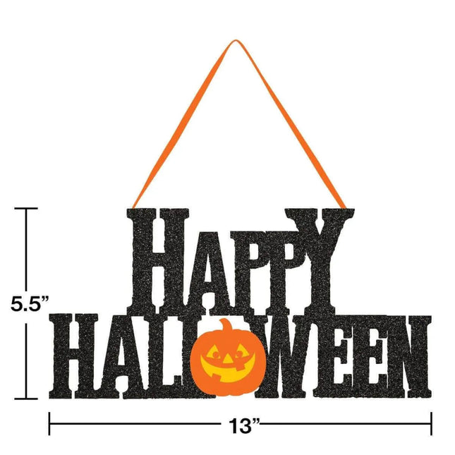 Happy Halloween Glitter Hanging Sign - Party Expo