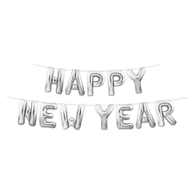 Happy New Year Balloon Streamer - Silver Party Expo  