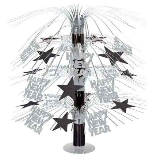 Happy New Year Cascade Centerpiece (Black And Silver) Party Expo  