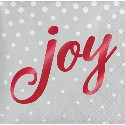 Holiday Sparkle & Shine Silver Joy Lunch Napkins - Party Expo