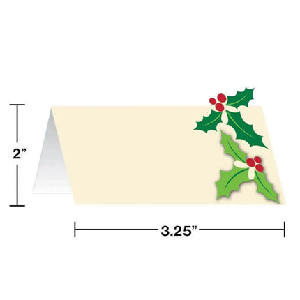 Holly Place Cards Name Tags with Attachment - Party Expo