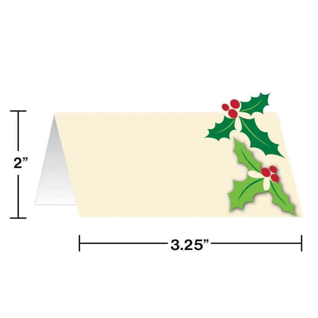 Holly Place Cards Name Tags with Attachment - Party Expo