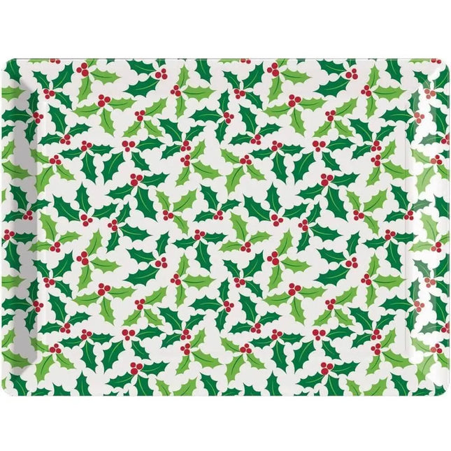 Holly Plastic Tray - Party Expo