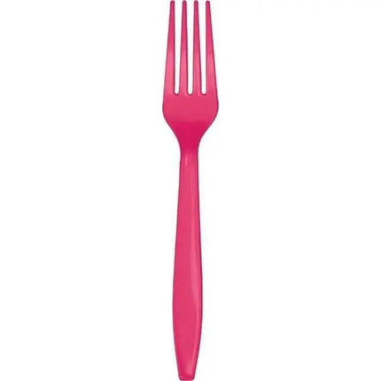 Hot Magenta Plastic Forks - Party Expo